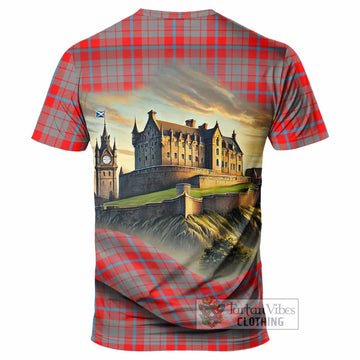 Moubray Tartan Family Crest T-Shirt with Scottish Ancient Castle Style - Tartan Vibes Clothing