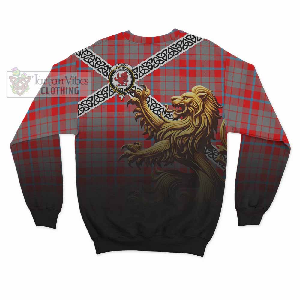 Moubray Crest Tartan Sweatshirt with Golden Lion Emblem Celtic Style - Tartan Vibes Clothing