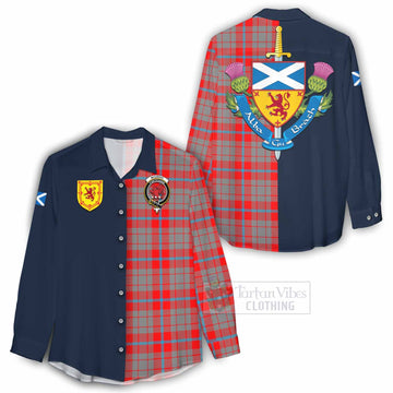 Moubray Tartan Women's Casual Shirt Alba with Scottish Lion Royal Arm Half Style - Tartan Vibes Clothing
