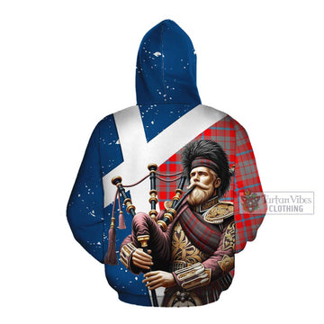 Moubray Tartan Cotton Hoodie with Family Crest Scottish Bagpiper Vibes Pullover Hoodie - Tartan Vibes Clothing