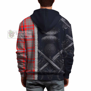 Moubray Tartan Hoodie with Family Crest Cross Sword Thistle Celtic Vibes - Tartan Vibes Clothing