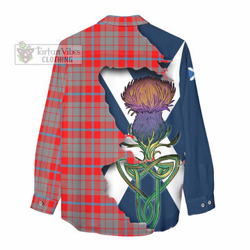 Tartan Vibes Clothing Moubray Tartan Family Crest Women's Casual Shirt Scottish Thistle Celtic Inspired