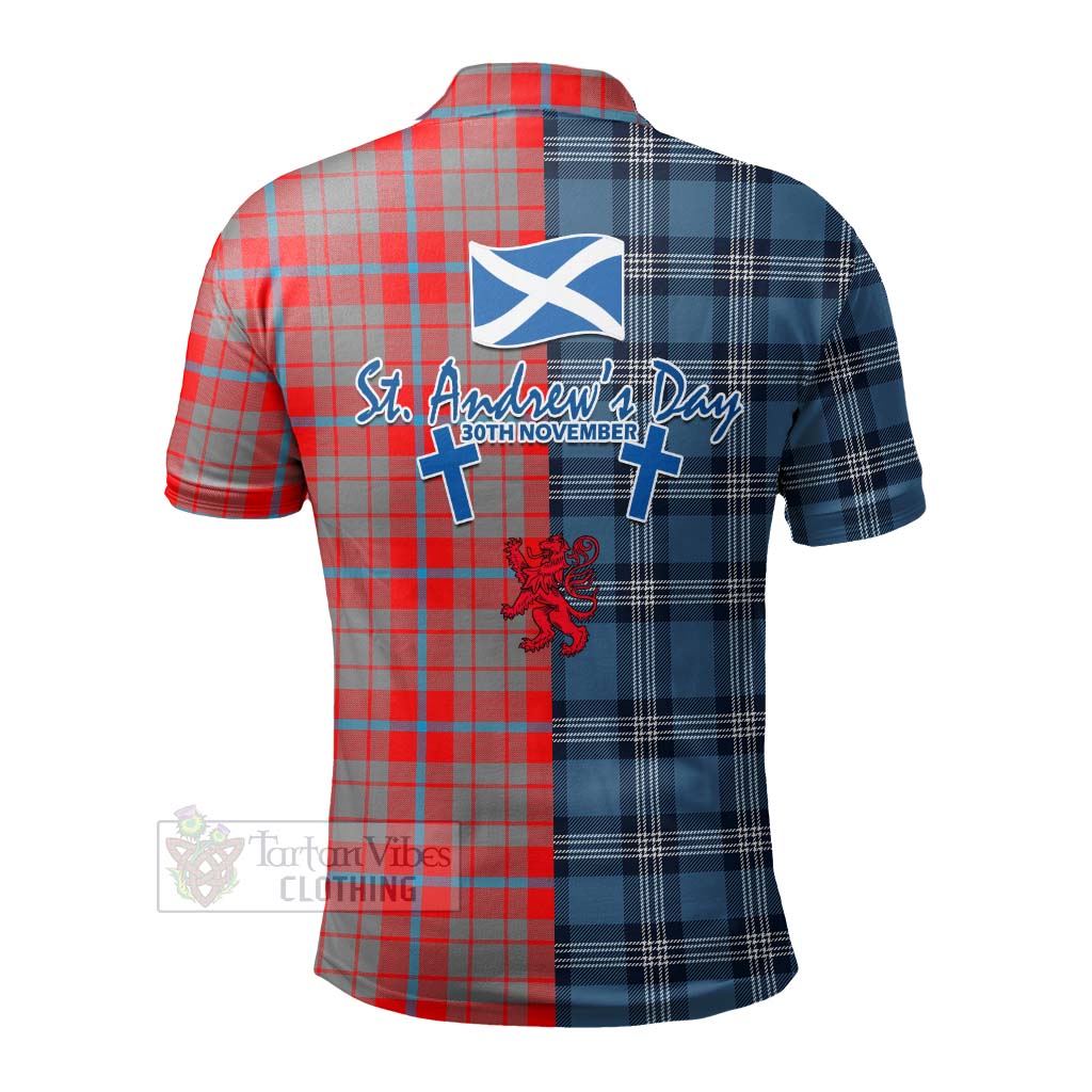 Moubray Tartan Polo Shirt Happy St. Andrew's Day Half Tartan Style - Tartan Vibes Clothing