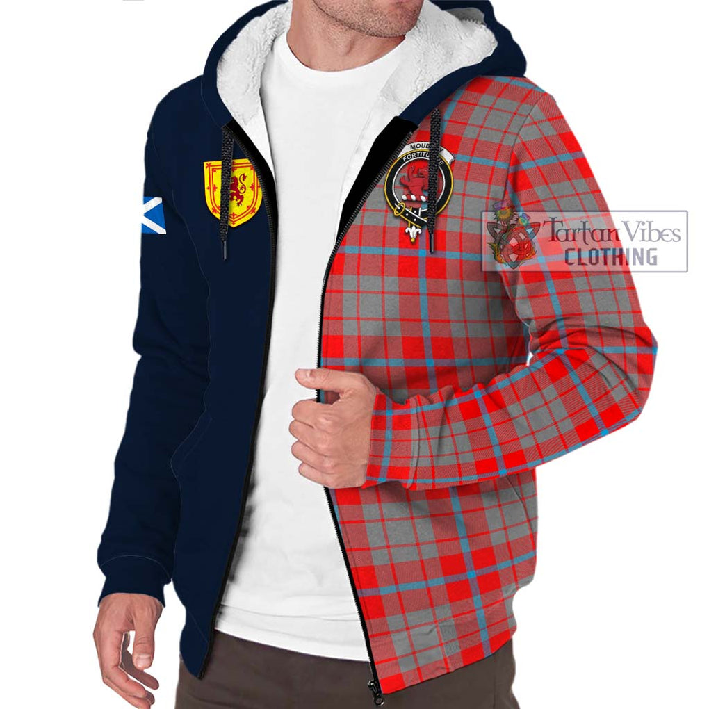 Moubray Tartan Sherpa Hoodie Alba with Scottish Lion Royal Arm Half Style - Tartan Vibes Clothing