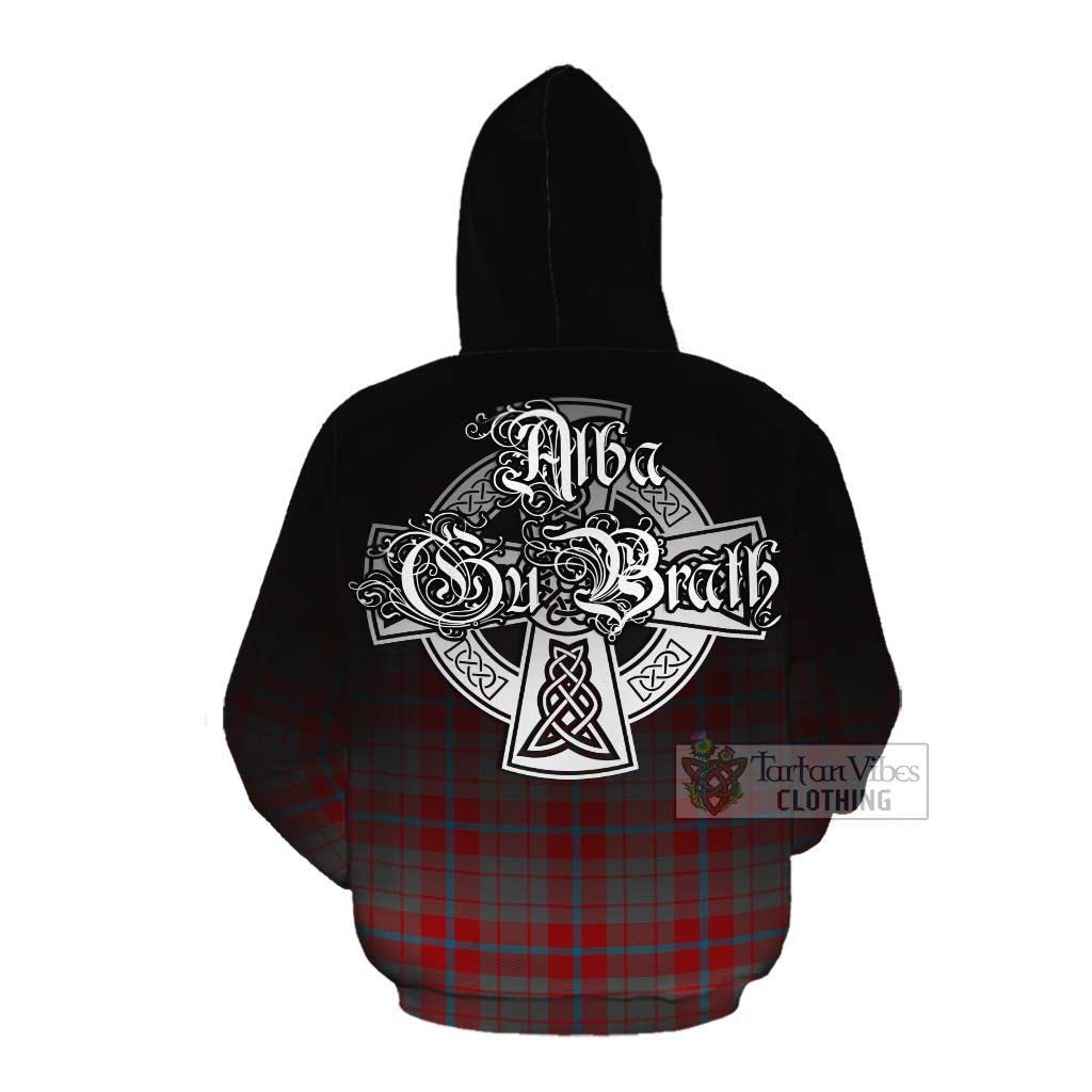 Tartan Vibes Clothing Moubray Tartan Cotton Hoodie Featuring Alba Gu Brath Family Crest Celtic Inspired