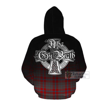 Tartan Vibes Clothing Moubray Tartan Cotton Hoodie Featuring Alba Gu Brath Family Crest Celtic Inspired