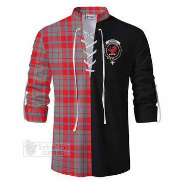 Moubray Tartan Ghillie Kilt Shirt with Family Crest and Half Of Me Style - Tartan Vibes Clothing