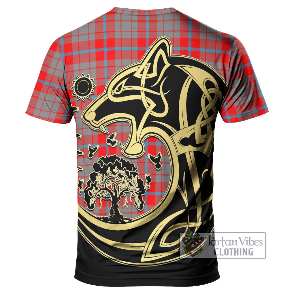 Moubray Tartan T-Shirt with Family Crest Celtic Wolf Style - Tartan Vibes Clothing