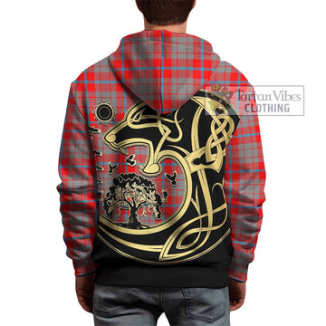 Moubray Tartan Hoodie with Family Crest Celtic Wolf Style - Tartan Vibes Clothing