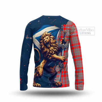 Moubray Tartan Family Crest Long Sleeve T-Shirt with Scottish Majestic Lion - Tartan Vibes Clothing