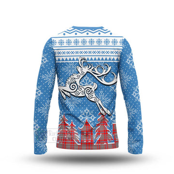 Moubray Clan Christmas Long Sleeve T-Shirt Celtic Reindeer Style - Tartan Vibes Clothing