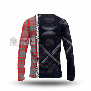 Moubray Tartan Long Sleeve T-Shirt with Family Crest Cross Sword Thistle Celtic Vibes - Tartan Vibes Clothing