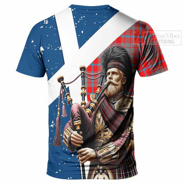 Moubray Tartan T-Shirt with Family Crest Scottish Bagpiper Vibes - Tartan Vibes Clothing