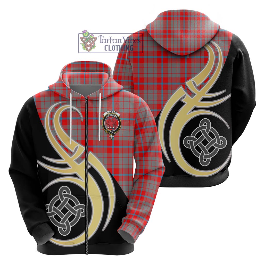 Moubray Tartan Hoodie with Family Crest and Celtic Symbol Style - Tartan Vibes Clothing