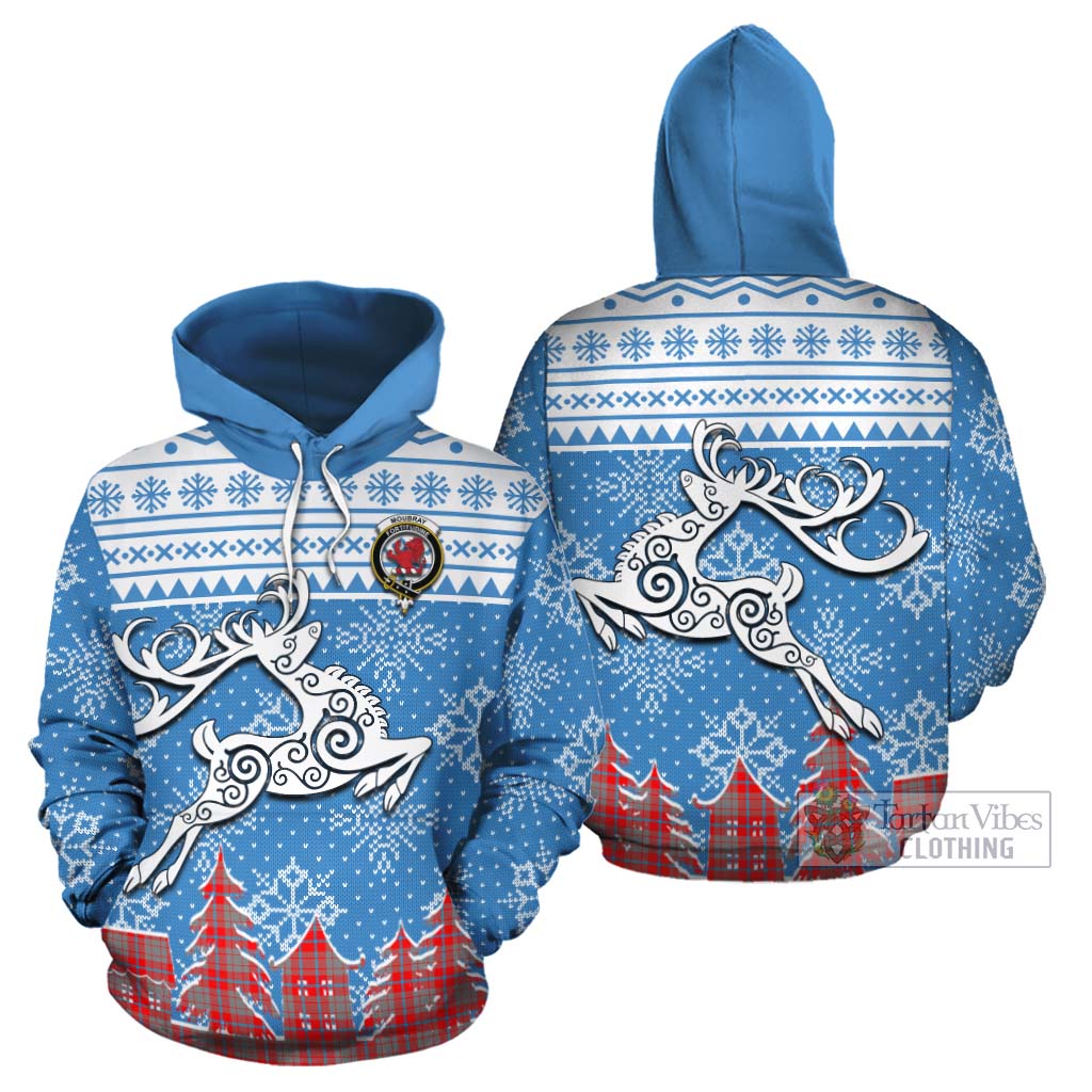 Moubray Clan Christmas Cotton Hoodie Celtic Reindeer Style Zip Hoodie - Tartan Vibes Clothing