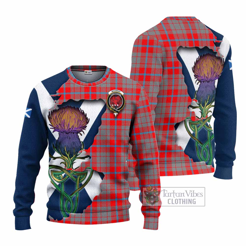 Moubray Tartan Family Crest Knitted Sweater Scottish Thistle Celtic Inspired - Tartan Vibes Clothing