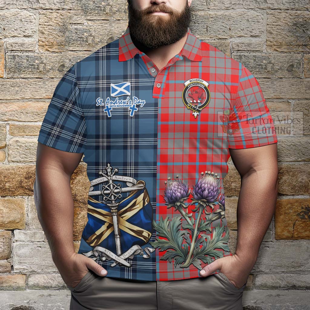 Moubray Tartan Polo Shirt Happy St. Andrew's Day Half Tartan Style - Tartan Vibes Clothing