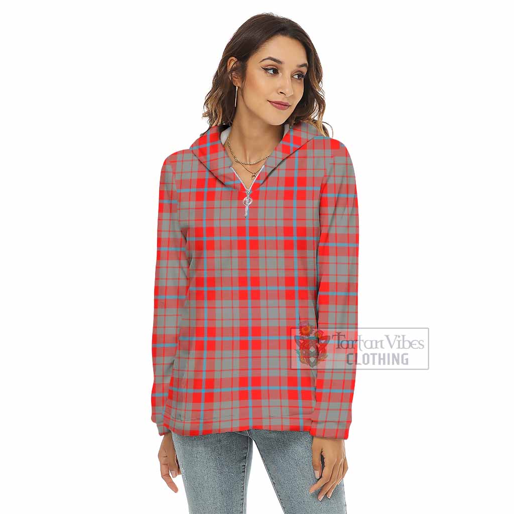 Moubray Tartan Women's Borg Fleece Hoodie with Half Zip - Tartan Vibes Clothing