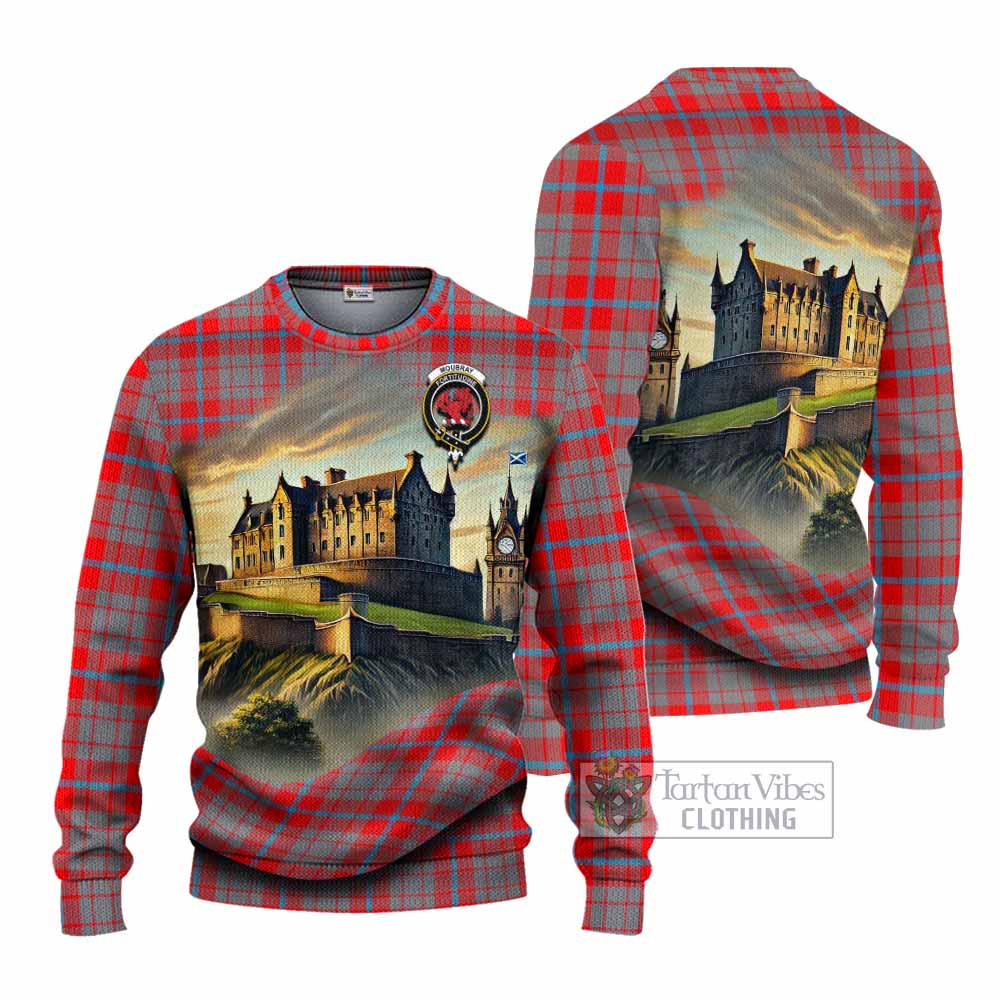 Moubray Tartan Family Crest Knitted Sweater with Scottish Ancient Castle Style - Tartan Vibes Clothing