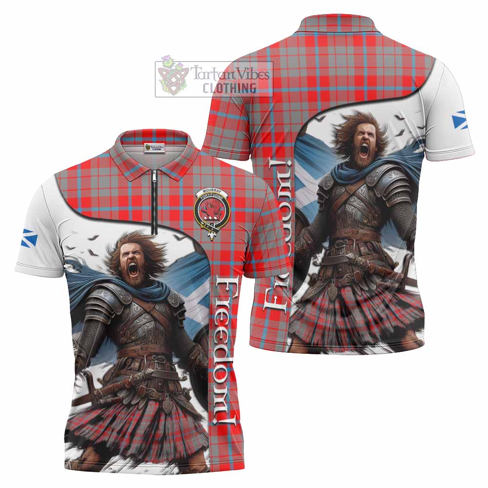 Tartan Vibes Clothing Moubray Crest Tartan Zipper Polo Shirt Inspired by the Freedom of Scottish Warrior