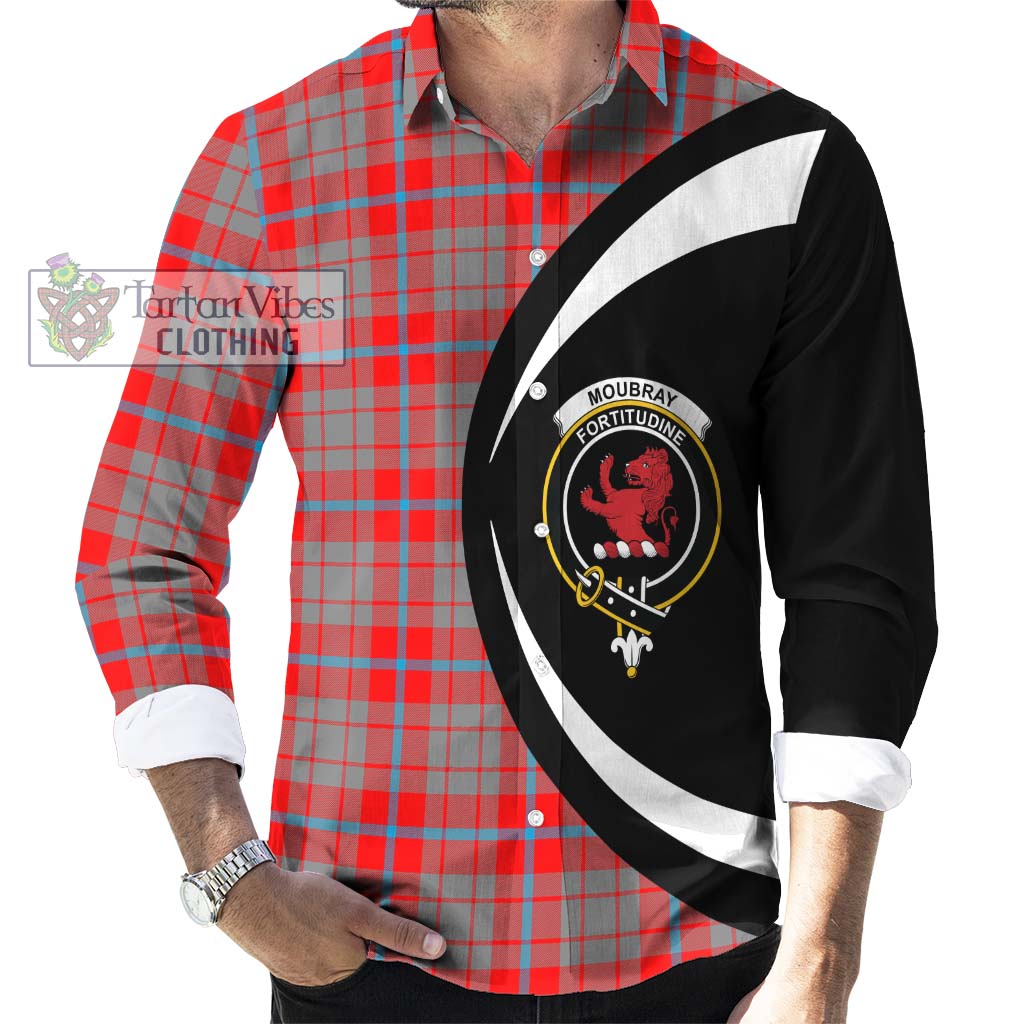 Moubray Tartan Long Sleeve Button Up with Family Crest Circle Style - Tartan Vibes Clothing