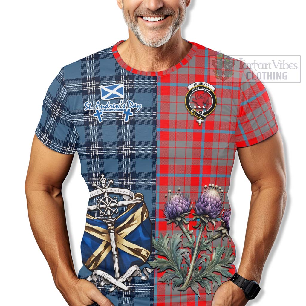 Moubray Tartan T-Shirt Happy St. Andrew's Day Half Tartan Style - Tartan Vibes Clothing