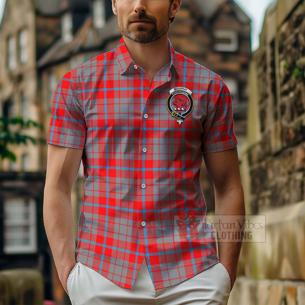 Moubray Tartan Hawaiian Shirt with Family Crest Celtic Skull Style - Tartan Vibes Clothing