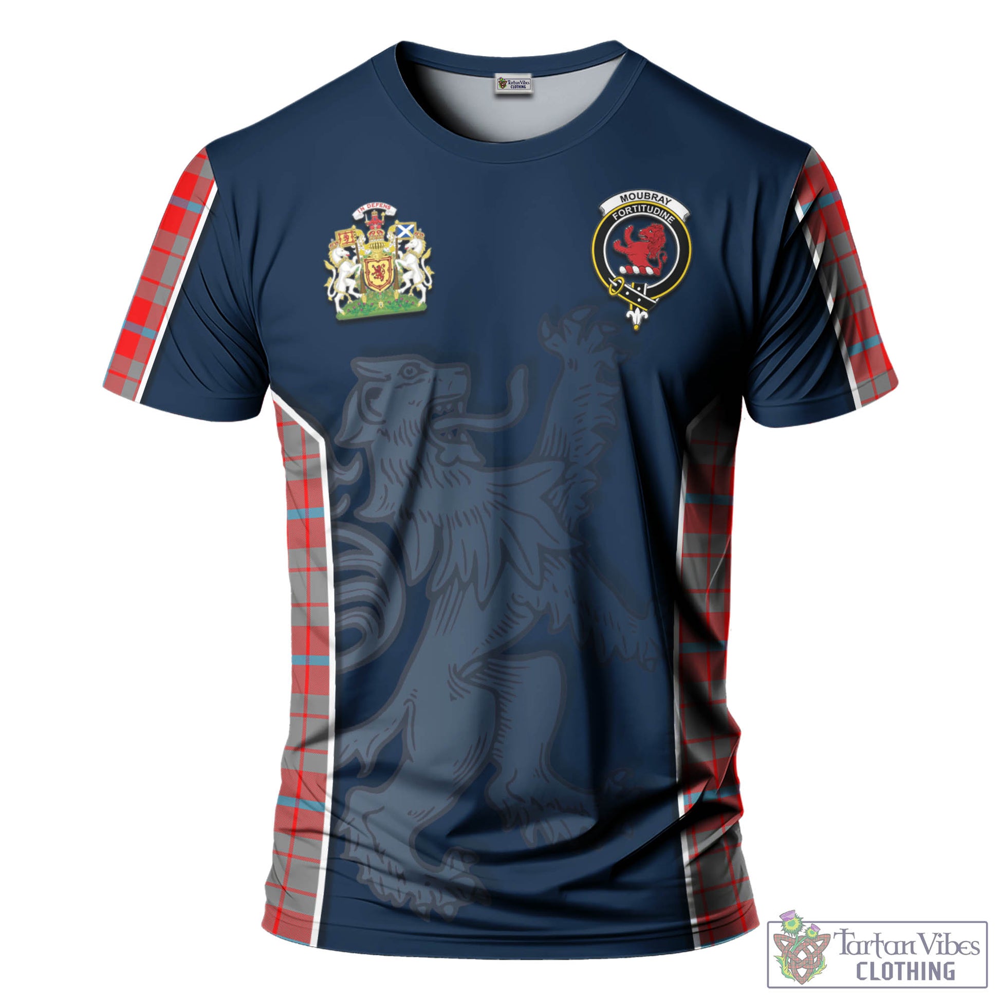 Tartan Vibes Clothing Moubray Tartan T-Shirt with Family Crest and Lion Rampant Vibes Sport Style