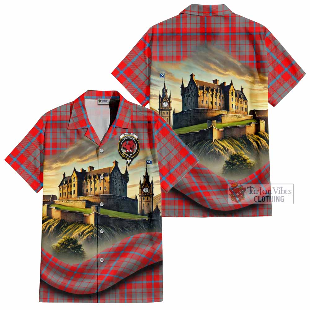Moubray Tartan Family Crest Hawaiian Shirt with Scottish Ancient Castle Style - Tartan Vibes Clothing