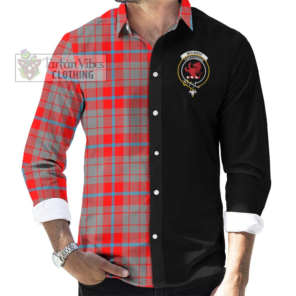 Moubray Tartan Long Sleeve Button Shirt with Family Crest and Half Of Me Style - Tartanvibesclothing Shop