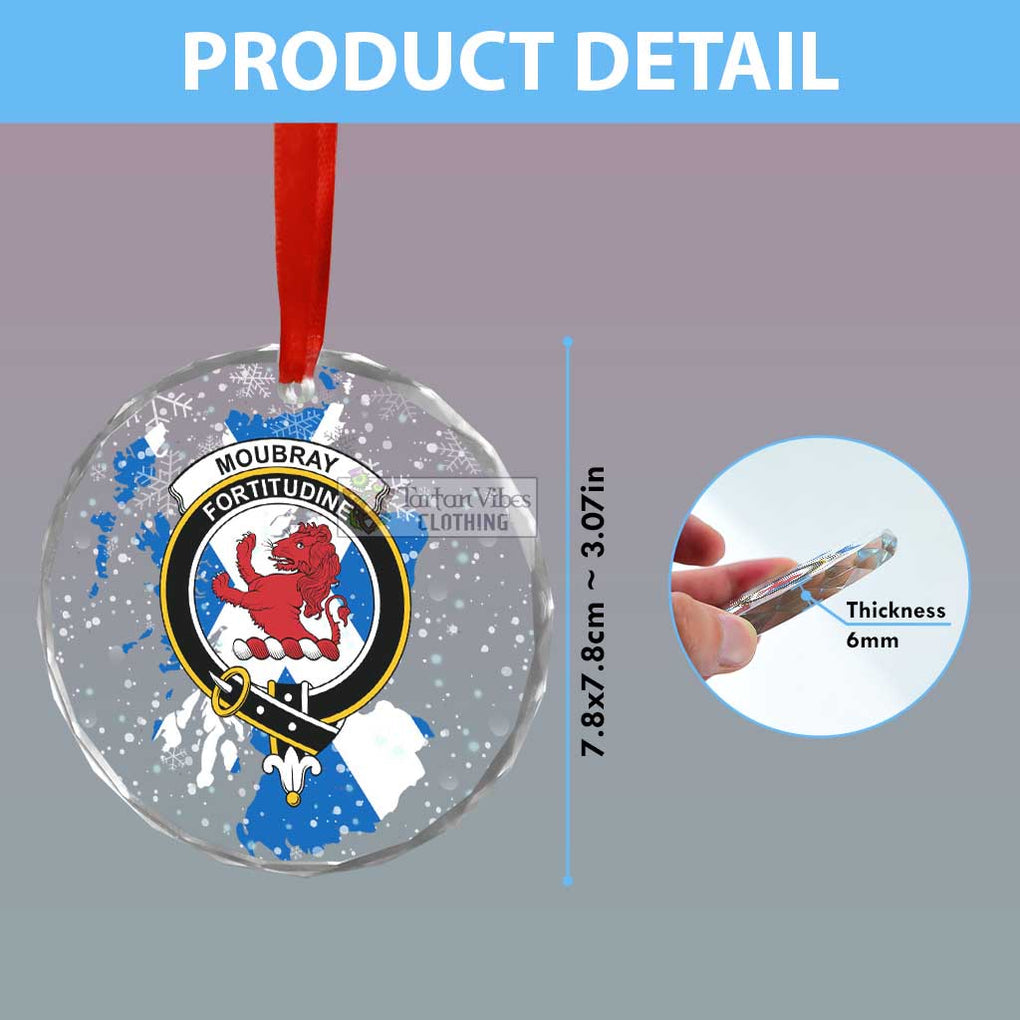 Moubray Clan Crest Christmas Glass Ornament with Scotland Map - 2D-tartanvibesclothing