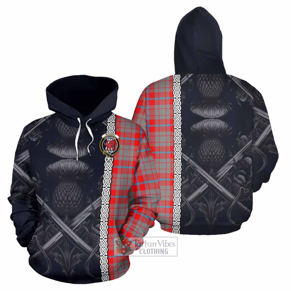 Moubray Tartan Hoodie with Family Crest Cross Sword Thistle Celtic Vibes - Tartan Vibes Clothing
