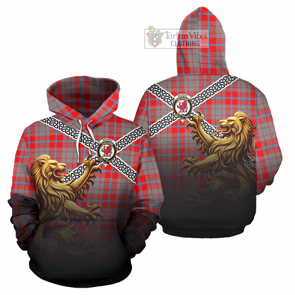 Moubray Crest Tartan Hoodie with Golden Lion Emblem Celtic Style - Tartan Vibes Clothing