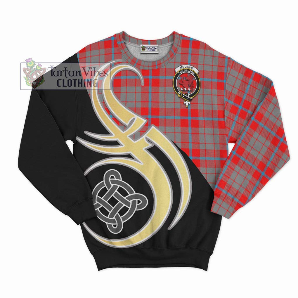 Moubray Tartan Sweatshirt with Family Crest and Celtic Symbol Style - Tartan Vibes Clothing