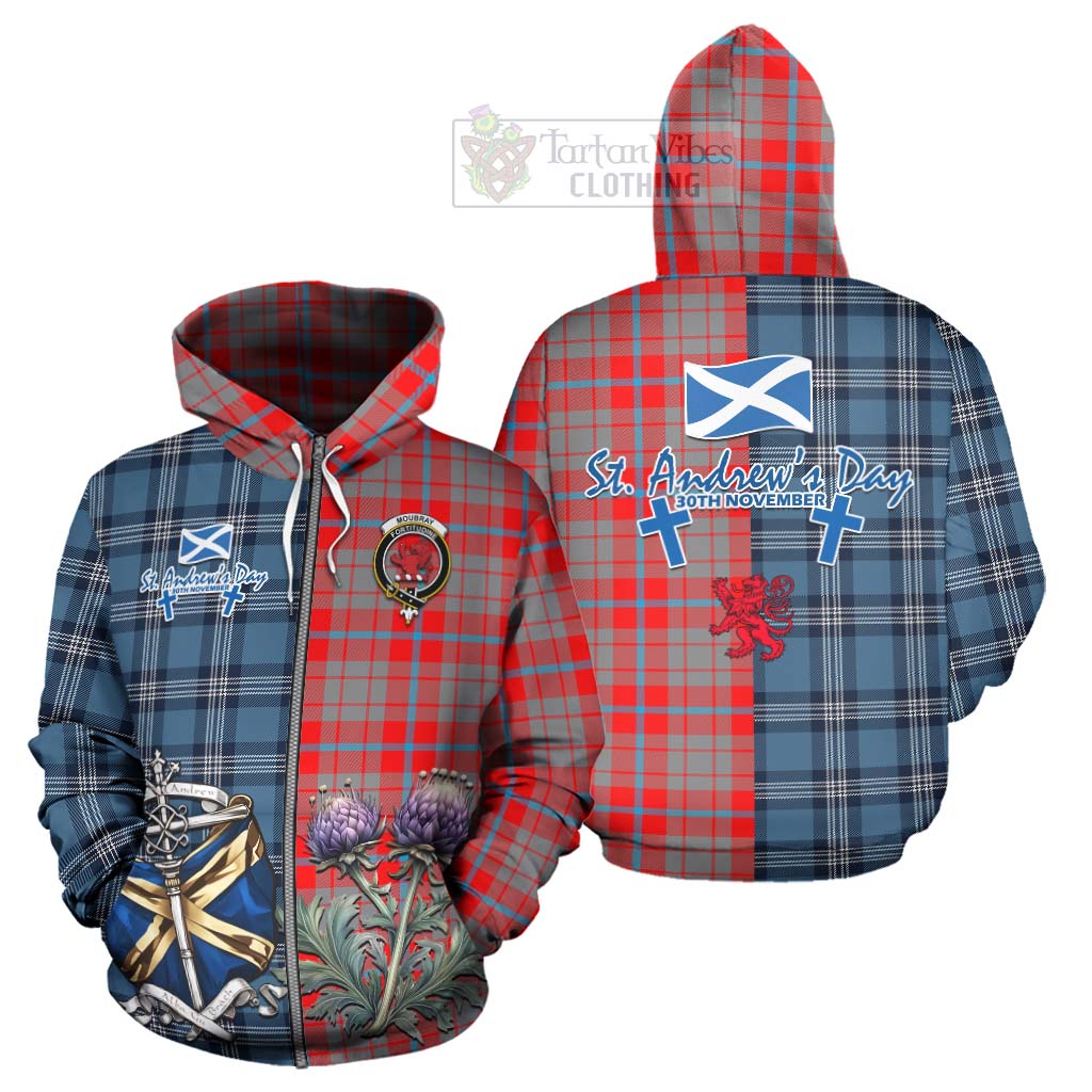 Moubray Tartan Hoodie Happy St. Andrew's Day Half Tartan Style - Tartan Vibes Clothing