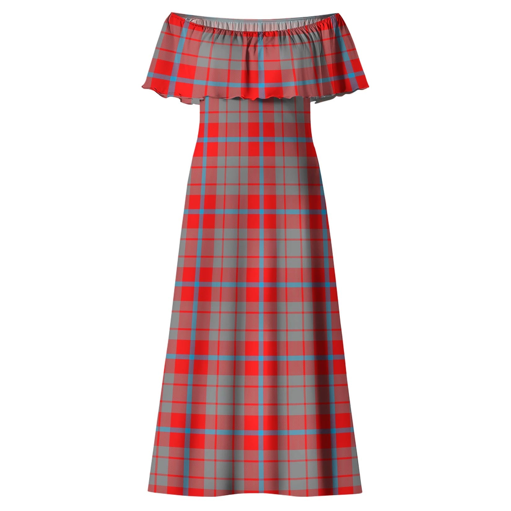 Moubray Tartan Off Shoulder Long Dress - Tartan Vibes Clothing