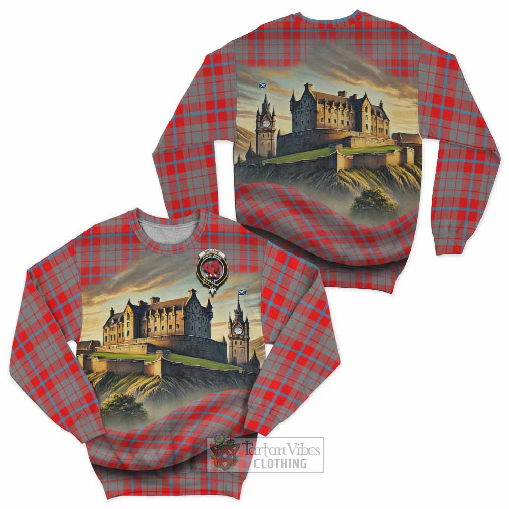 Moubray Tartan Family Crest Sweatshirt with Scottish Ancient Castle Style - Tartan Vibes Clothing