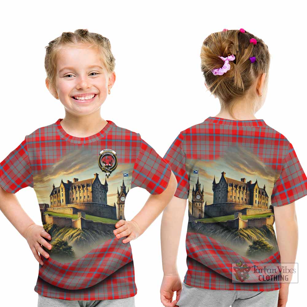 Moubray Tartan Family Crest Kid T-Shirt with Scottish Ancient Castle Style - Tartan Vibes Clothing