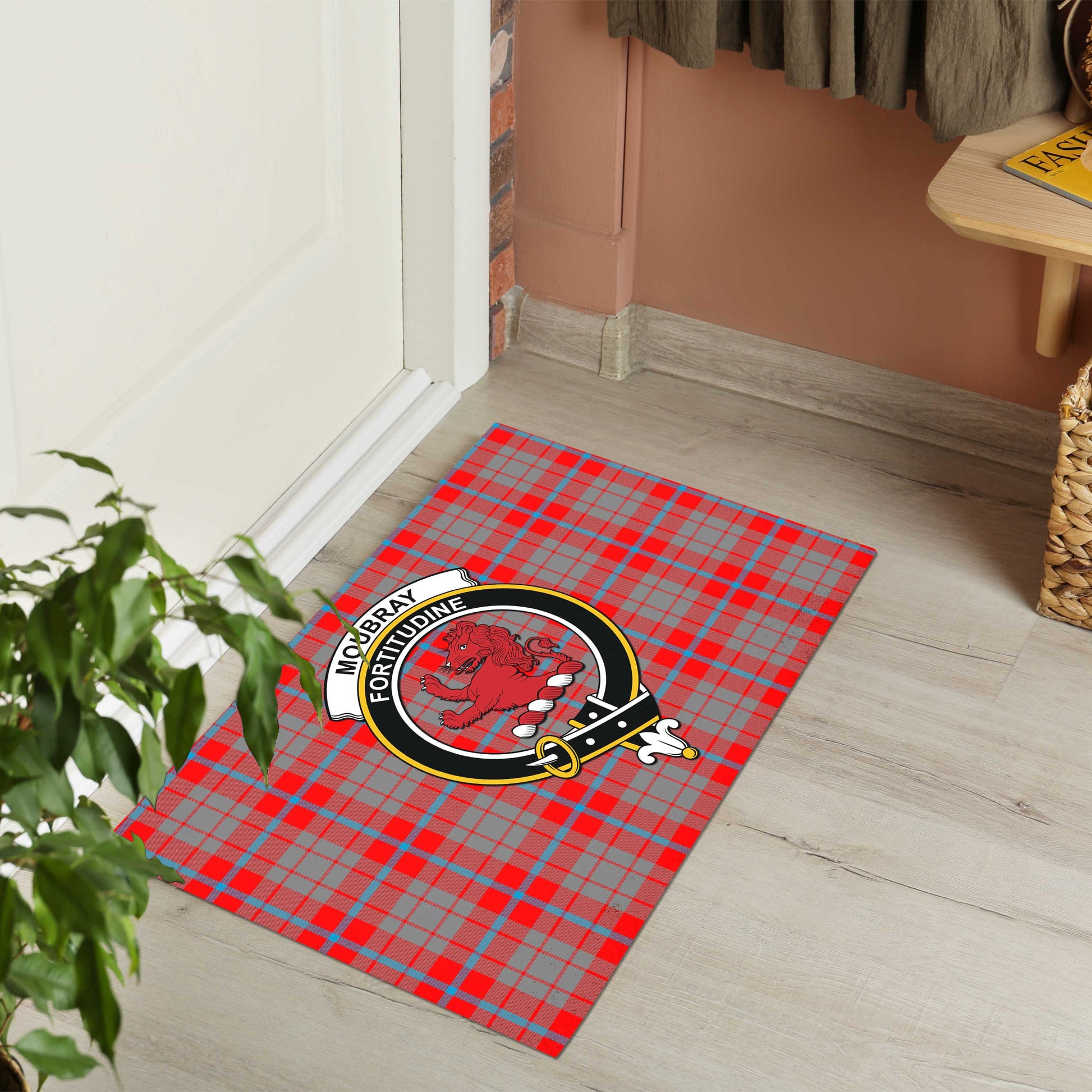 Moubray Tartan Rubber Doormat with Family Crest - Tartan Vibes Clothing