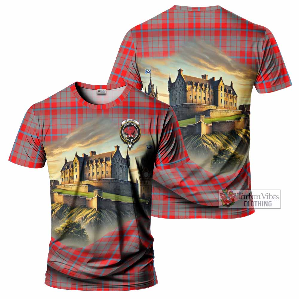 Moubray Tartan Family Crest T-Shirt with Scottish Ancient Castle Style - Tartan Vibes Clothing