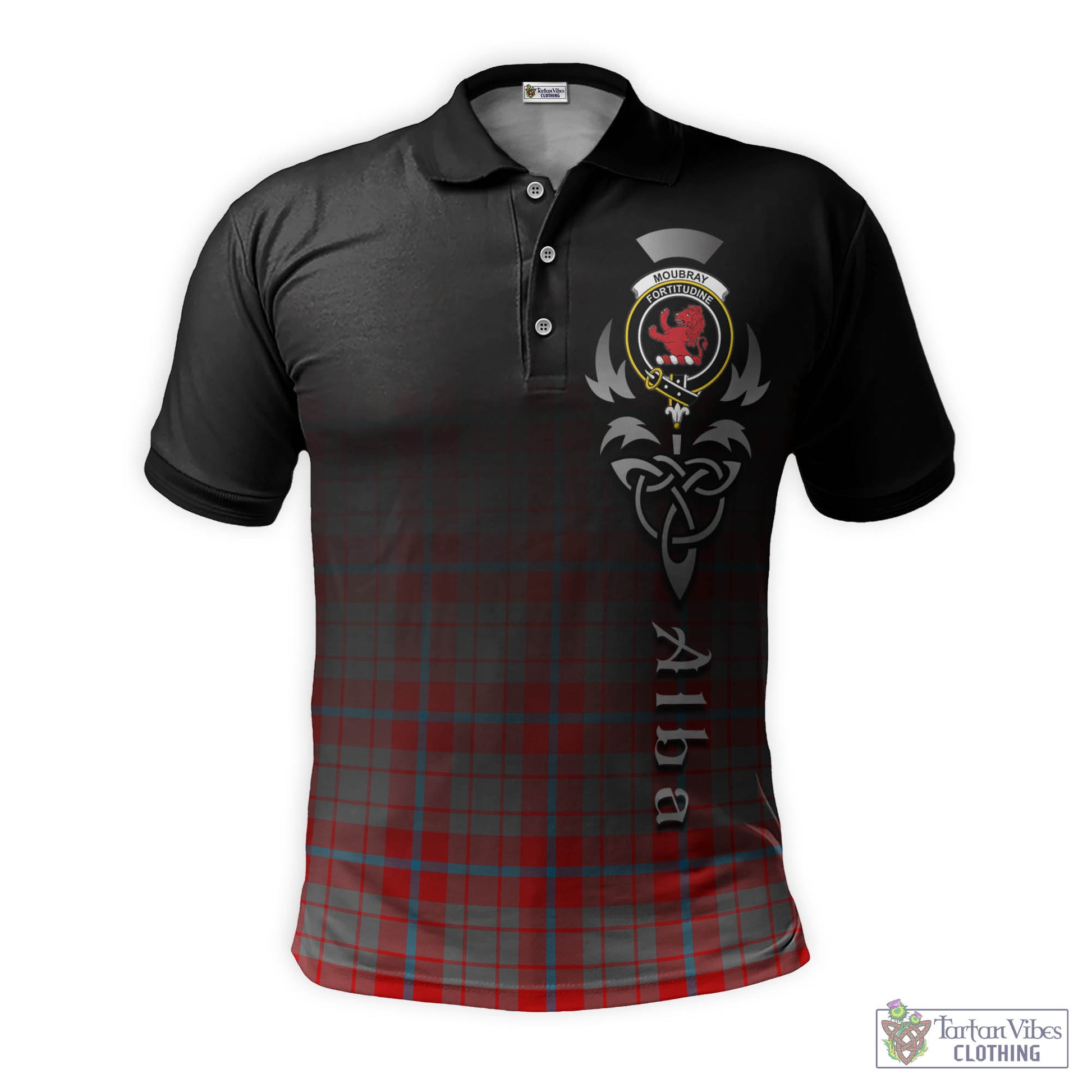 Moubray Tartan Polo Shirt Featuring Alba Gu Brath Family Crest Celtic Inspired - Tartan Vibes Clothing