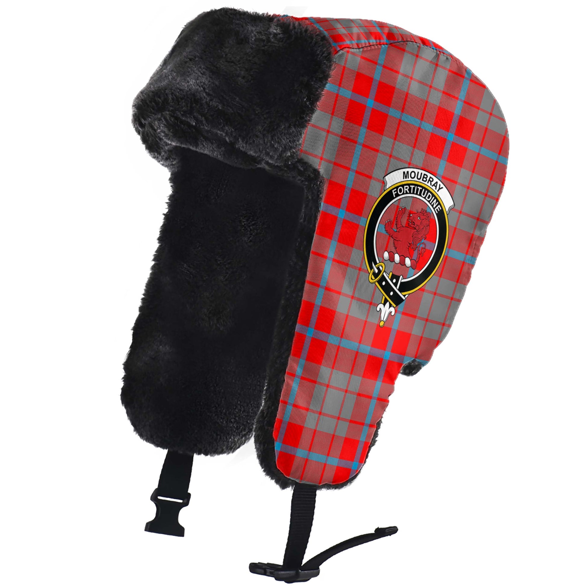 Moubray Tartan Winter Trapper Hat with Family Crest - Tartan Vibes Clothing