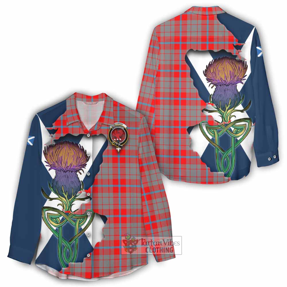 Tartan Vibes Clothing Moubray Tartan Family Crest Women's Casual Shirt Scottish Thistle Celtic Inspired