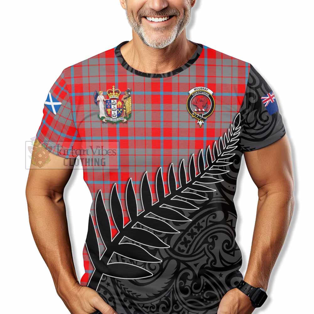 Tartan Vibes Clothing Moubray Crest Tartan T-Shirt with New Zealand Silver Fern Half Style