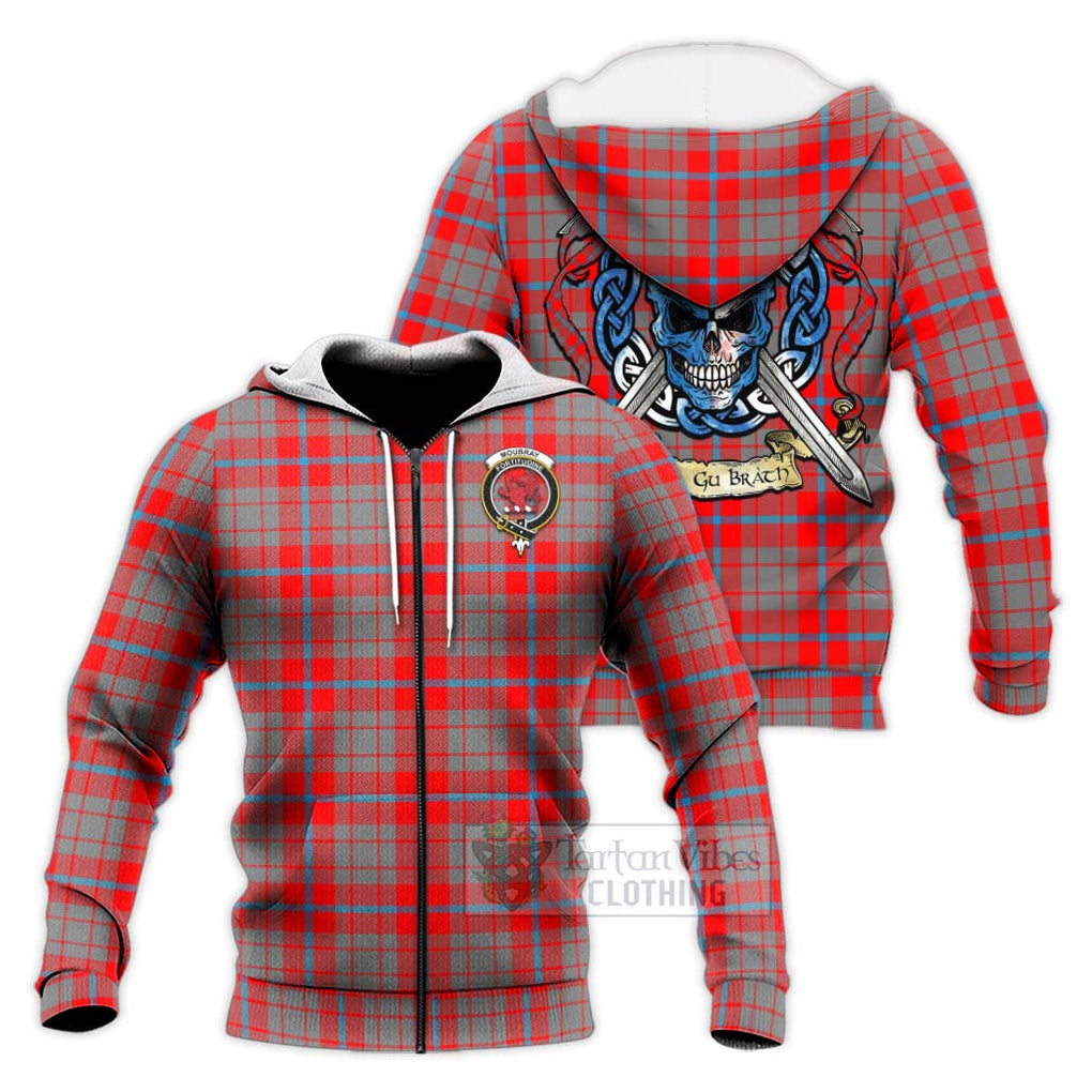Moubray Tartan Knitted Hoodie with Family Crest Celtic Skull Style Unisex Knitted Zip Hoodie - Tartan Vibes Clothing