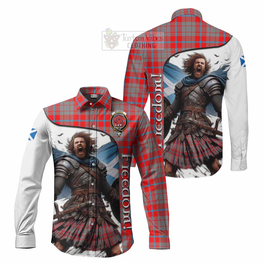 Moubray Crest Tartan Long Sleeve Button Shirt Inspired by the Freedom of Scottish Warrior - Tartan Vibes Clothing