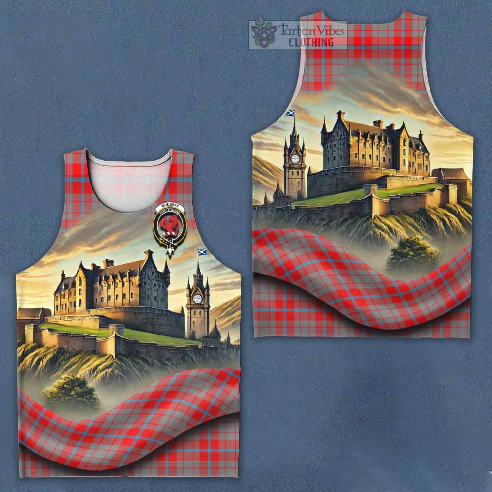 Moubray Tartan Family Crest Men's Tank Top with Scottish Ancient Castle Style - Tartan Vibes Clothing