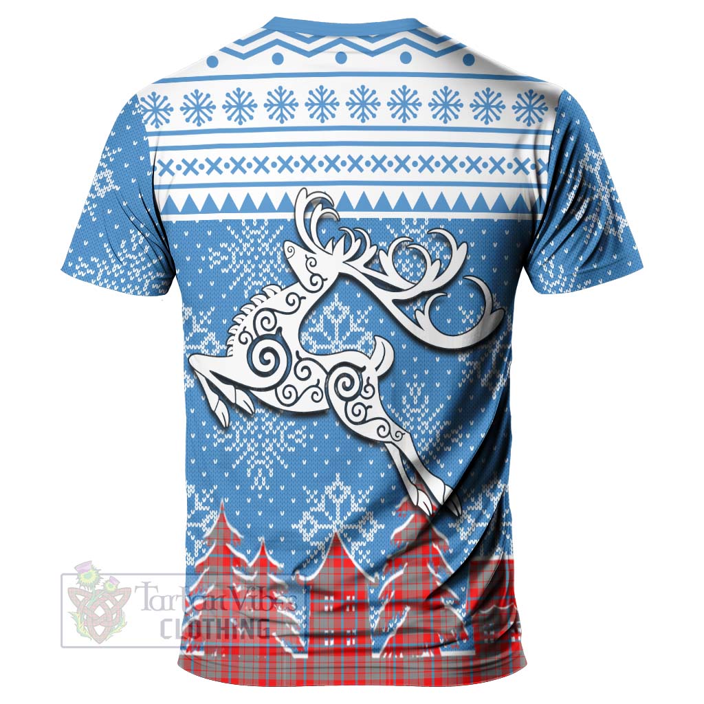 Moubray Clan Christmas T-Shirt Celtic Reindeer Style - Tartan Vibes Clothing