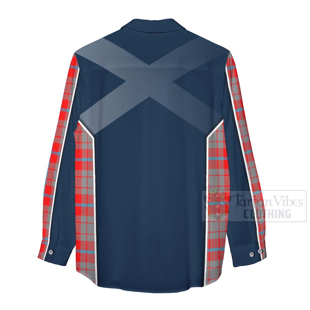 Tartan Vibes Clothing Moubray Tartan Women's Casual Shirt with Family Crest and Scottish Thistle Vibes Sport Style