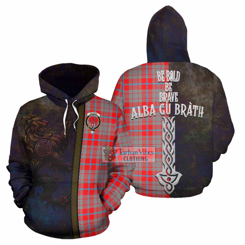 Tartan Vibes Clothing Moubray Tartan Family Crest Hoodie Alba Gu Brath Be Brave Lion Ancient Style